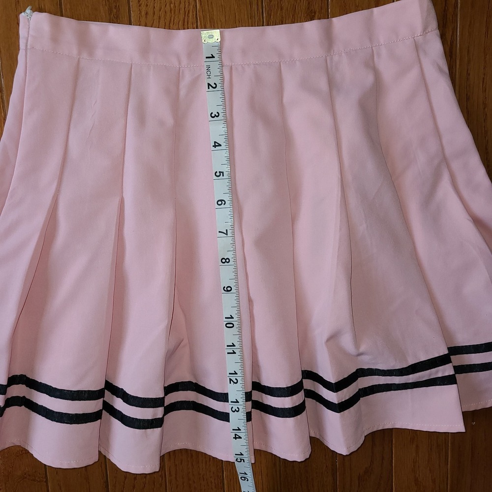 Hot Topic light pink‎ pleated cheer schoolgirl skirt w black stripe Goth Whimsy - Picture 3 of 8